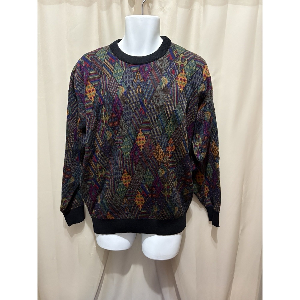 Vtg 90s TUNDRA Canada Mens M "Coogi Style" Sweater Hip Hop Wool